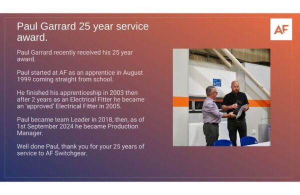 Paul Garrard 25 year Service Award