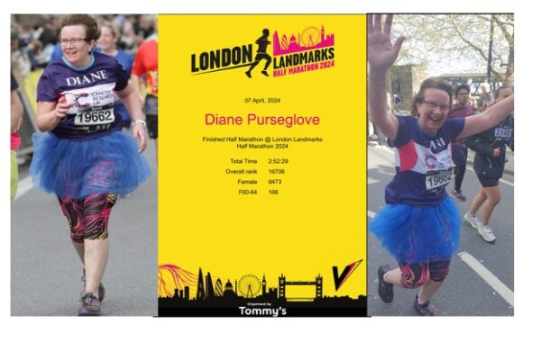 Diane Purseglove runs the London Half Marathon 2024