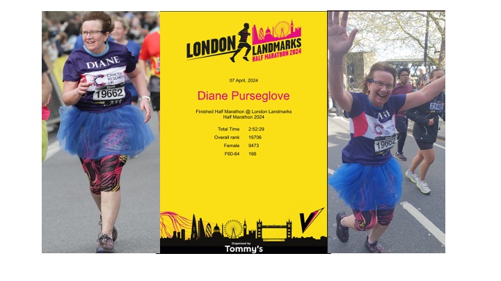 Diane Purseglove runs the London Half Marathon 2024